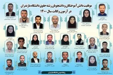 موفقیت دانشآموختگان و دانشجویان رشته حقوق دانشگاه مازندران در آزمون وکالت سال ۱۴۰۰