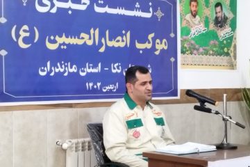 موکب انصارالحسین ع شهرستان نکا در فضای ۶۰۰۰ متری آماده ارائه خدمات دهی به زائران کربلای معلی است