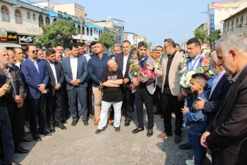 حضور شهردار و اعضای شورای اسلامی شهر نور در آیین استقبال از قهرمانان کشتی پیشکسوتان جهان